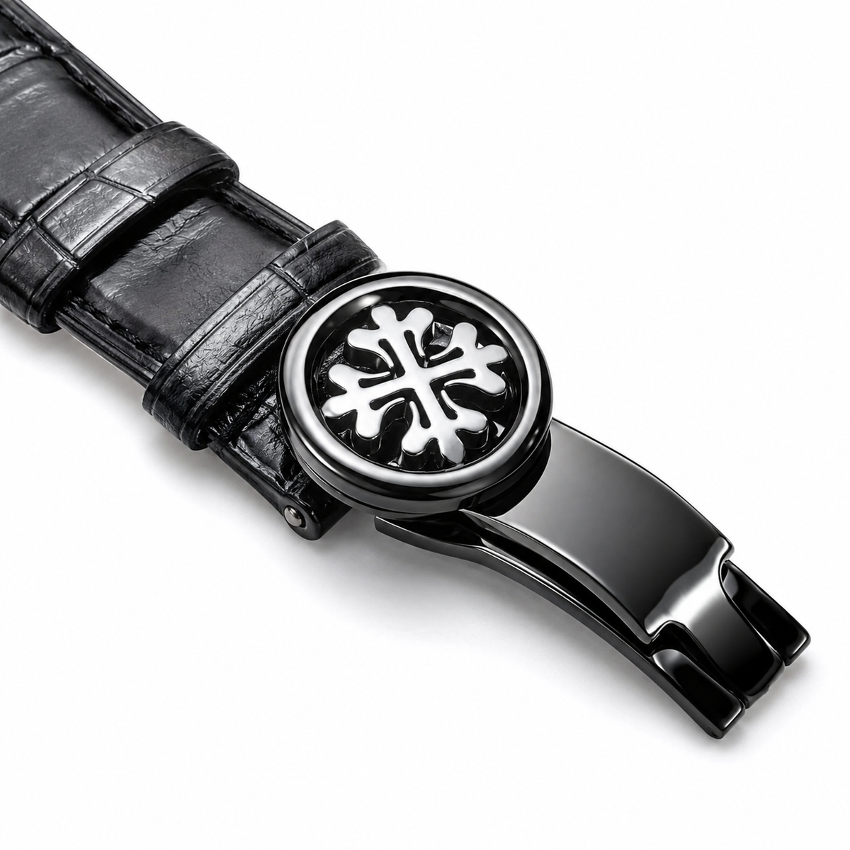 Leather Strap All Black Nautilus Dial Watch