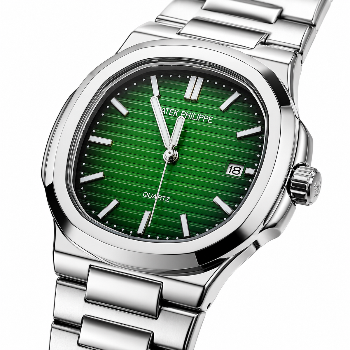 Silver Emerald Nautilus Premium Watch