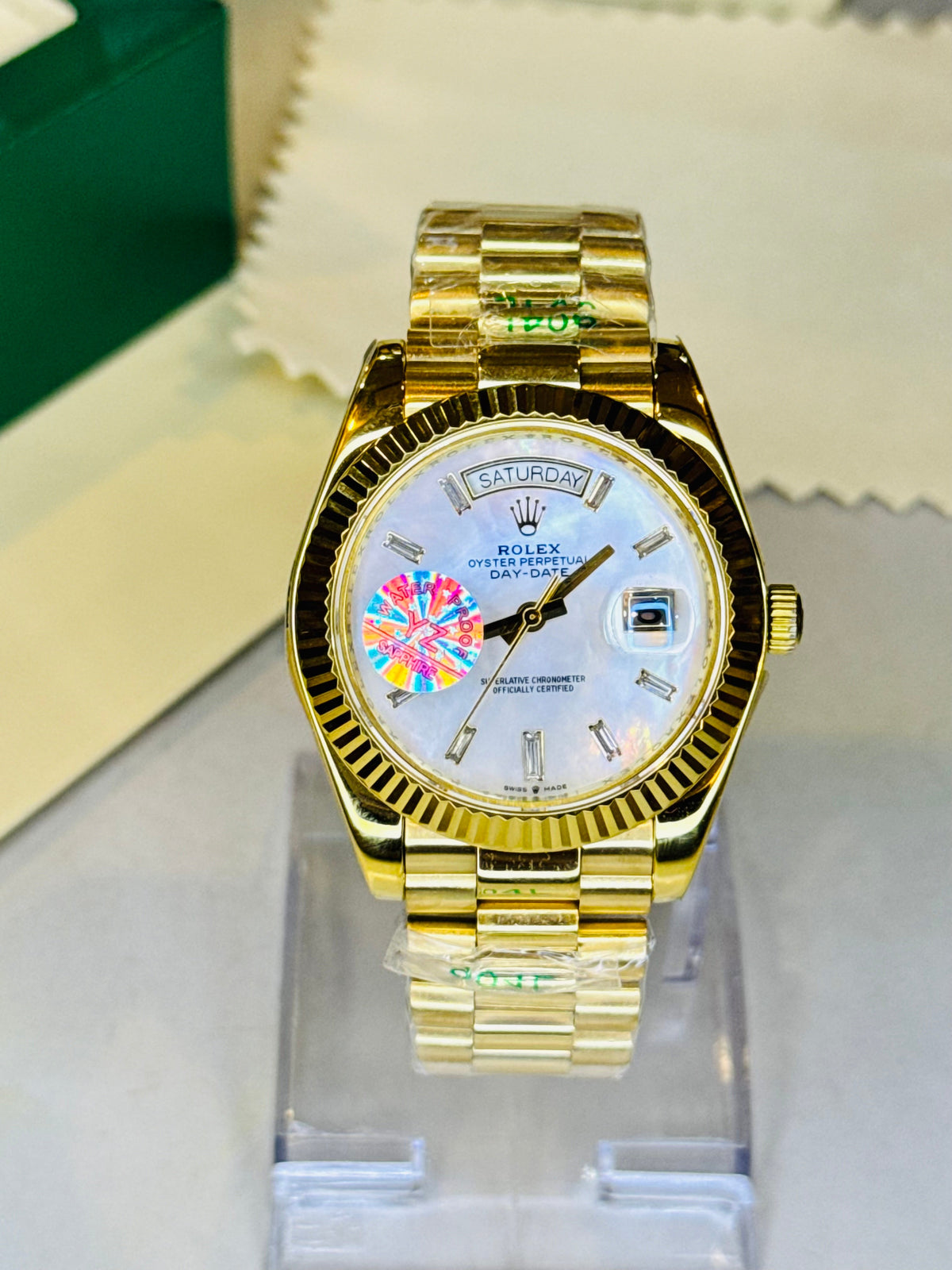 Day Date Gold Gem Stone Dial Automatic Super Clone Watch