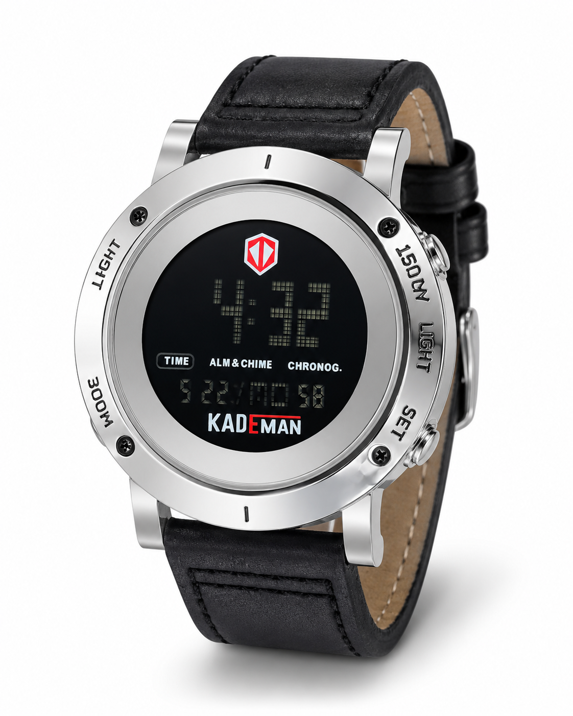 Kademan Black Silver Digital Watch
