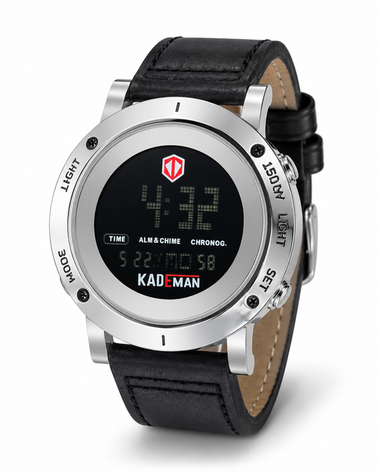 Kademan Black Silver Digital Watch