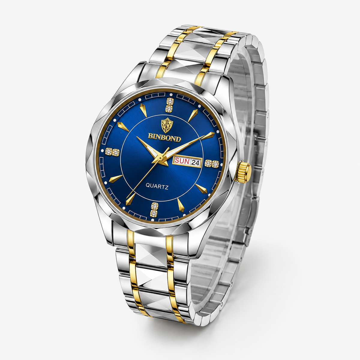 Two Tone Binbond Silver Prism Dial Watch