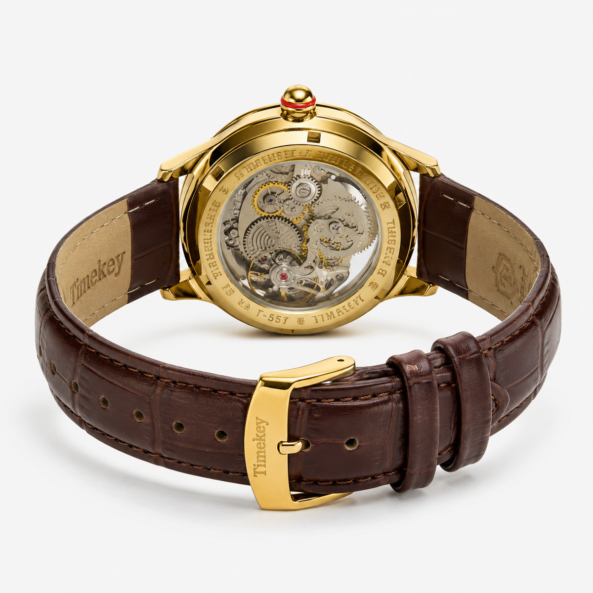 Timekey Brown Strap Ballon Skeleton Dial Watch