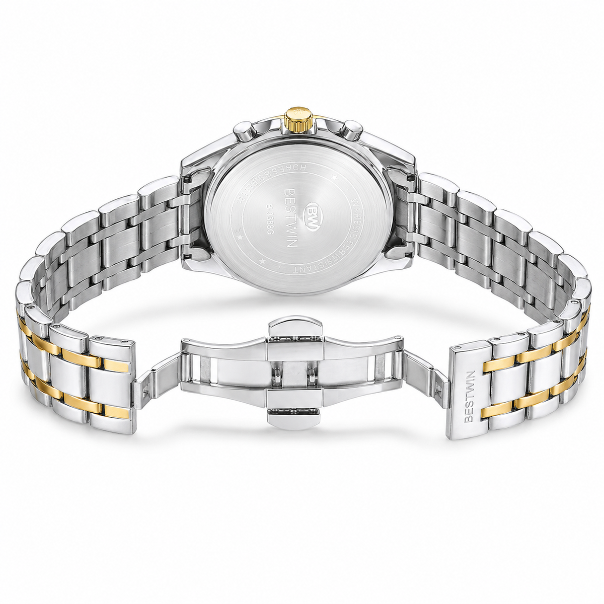 Bestwin Two Tone White Chronograph Watch