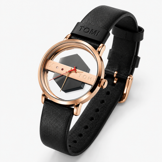 Tomi Black Gold Hexa Dial Watch