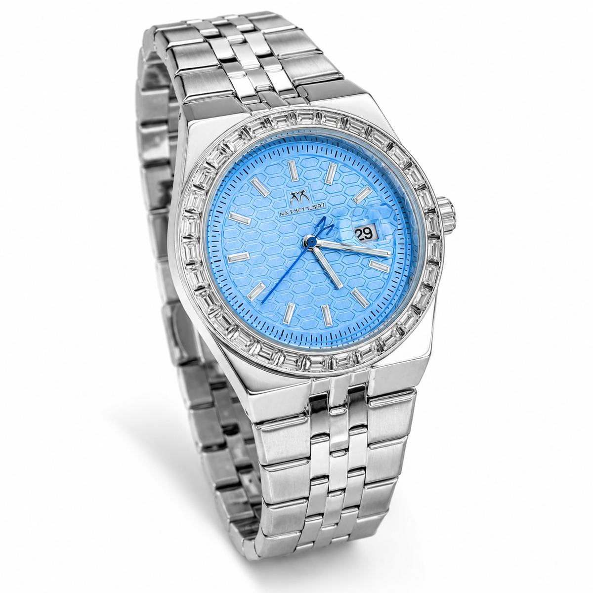 Silver Ice Blue Luxus Watch