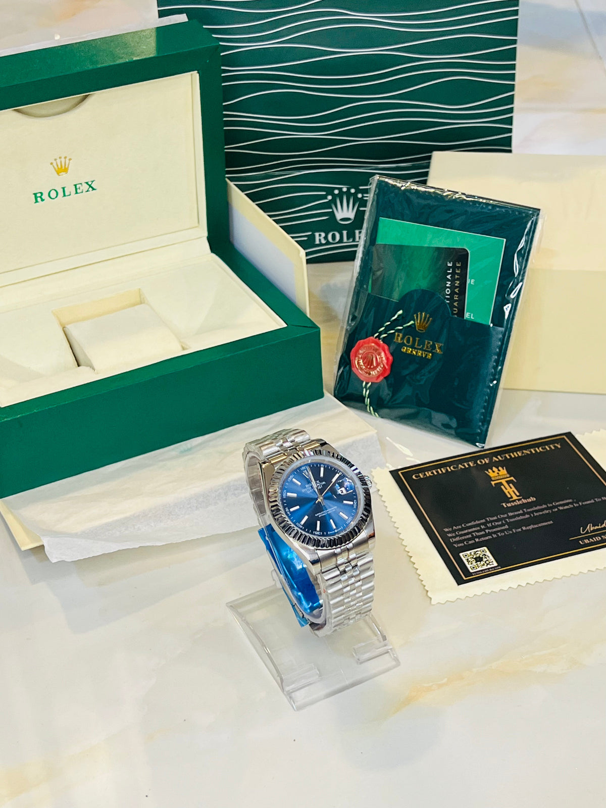 Date Just Silver Blue Dial Quartz Master Clone Watch
