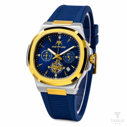 Matturi Gold Sapphire Silicone Chronograph Watch