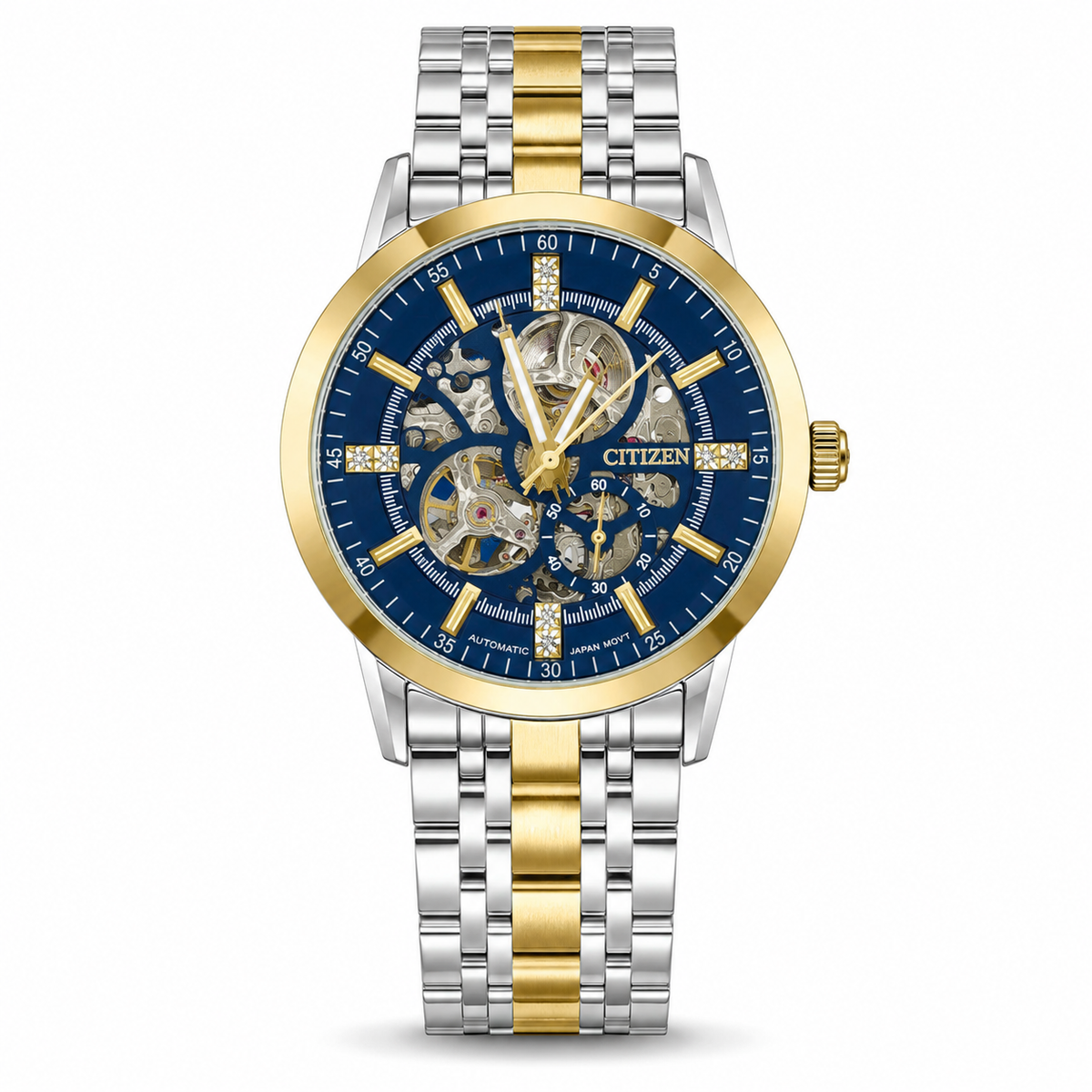 Two Tone Navy Citizen Skeleton Automatic Watch