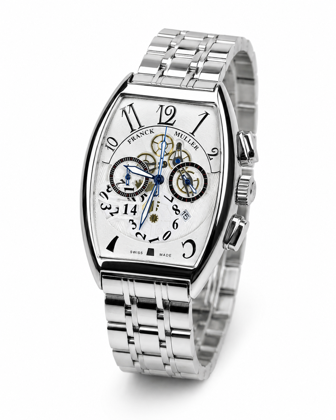 Chain Frank Muller Silver White Chronograph Dial Watch