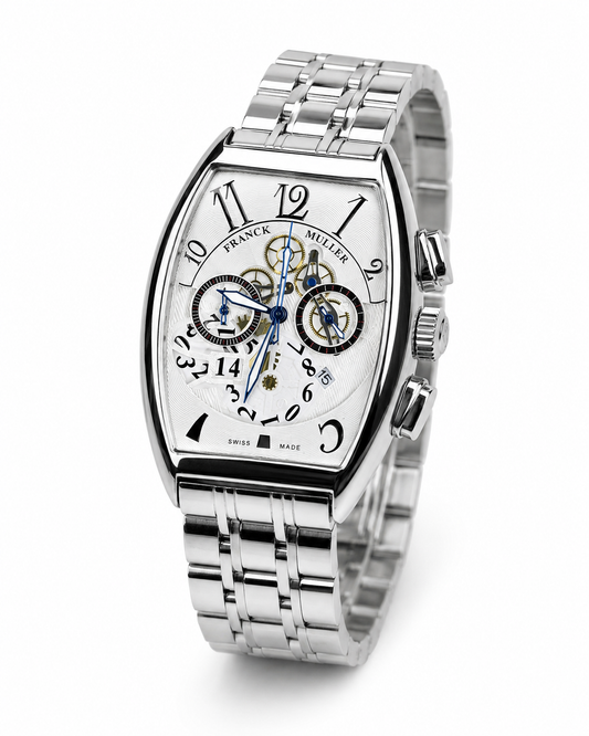 Chain Frank Muller Silver White Chronograph Dial Watch