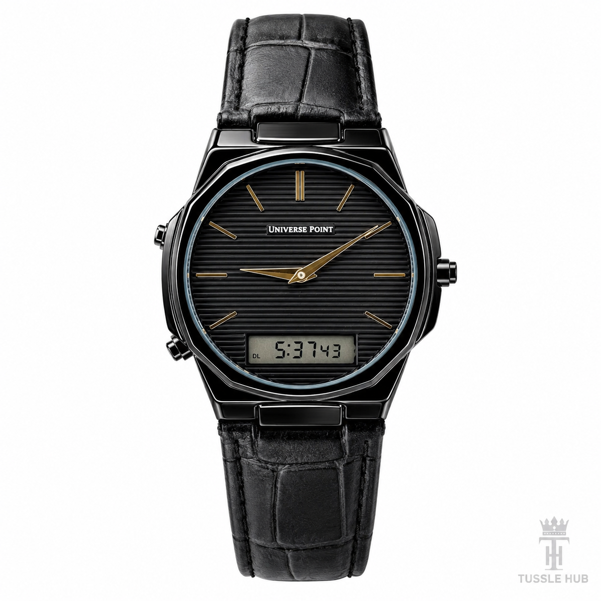 Universe Point Leather Dual Time Watch
