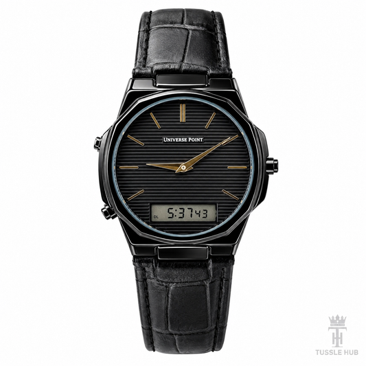 Universe Point Leather Dual Time Watch