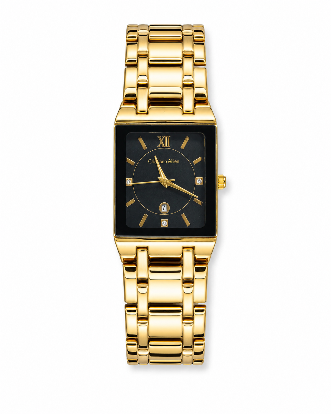 Cristiano Aillen Gold Black Square Watch