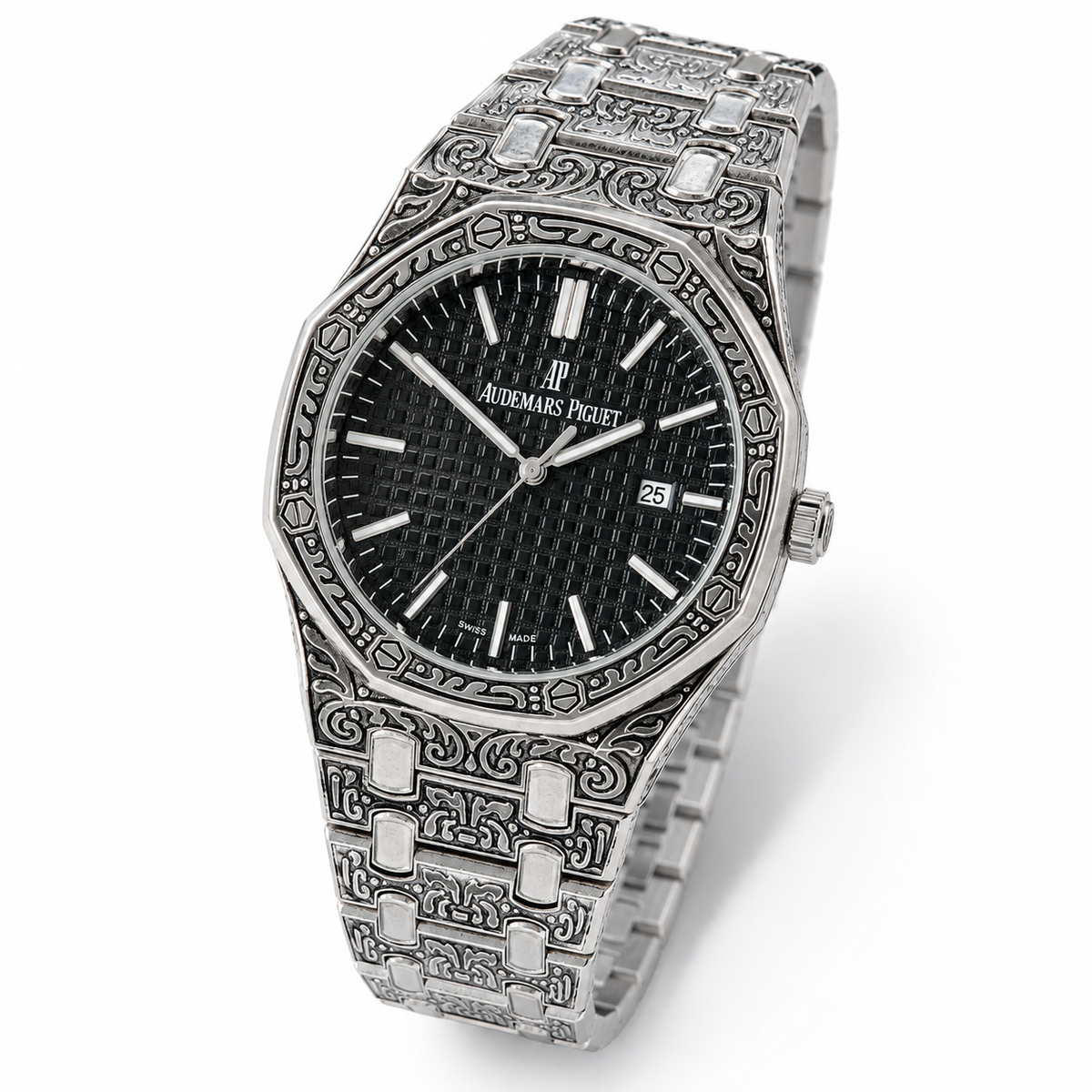 Calligraphic Silver Black AP Watch