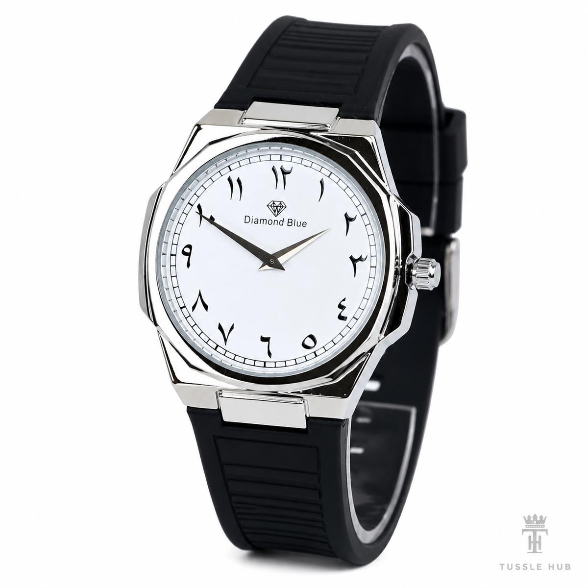 Black White Slim Arabic Magnet Strap Watch