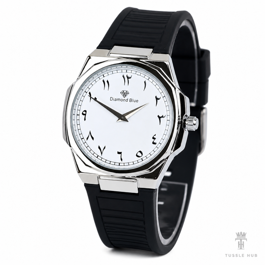Black White Slim Arabic Magnet Strap Watch