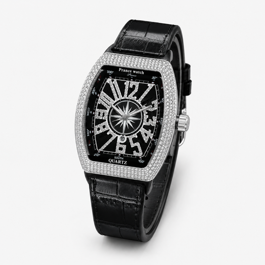 Vanguard Black Silver Iced Frank Muller Watch