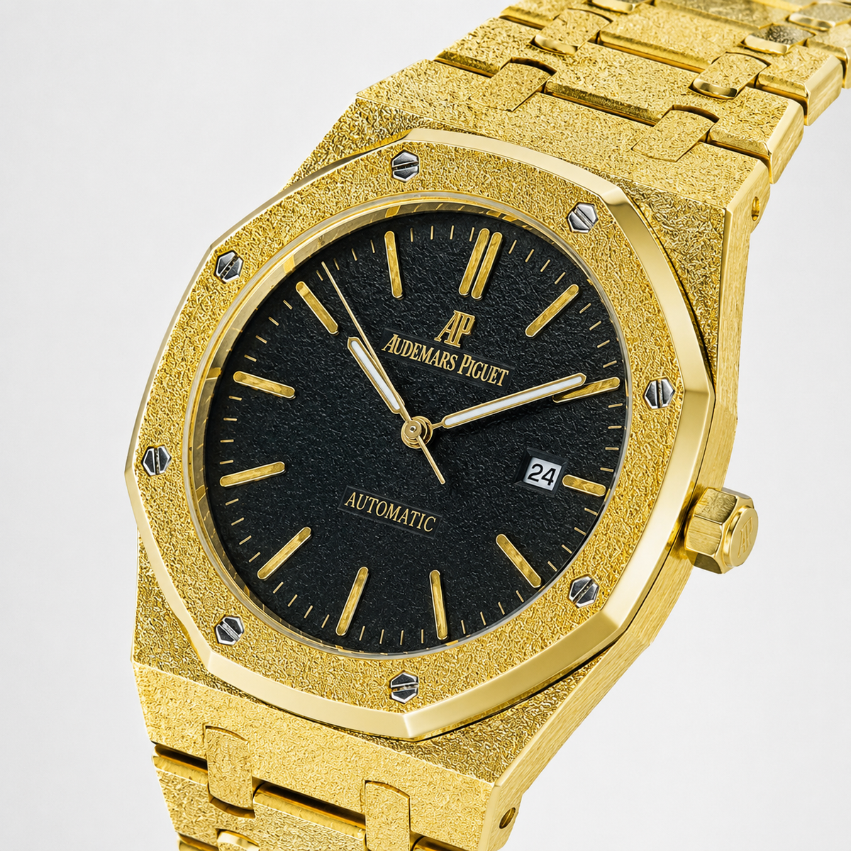 Frosted Gold Black AP Watch