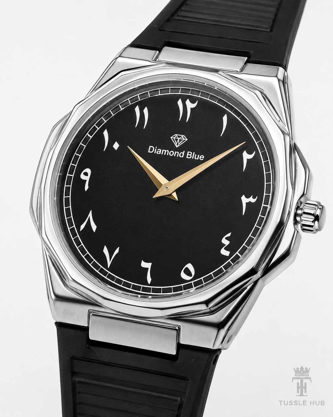 Black Silver Slim Arabic Magnet Strap Watch