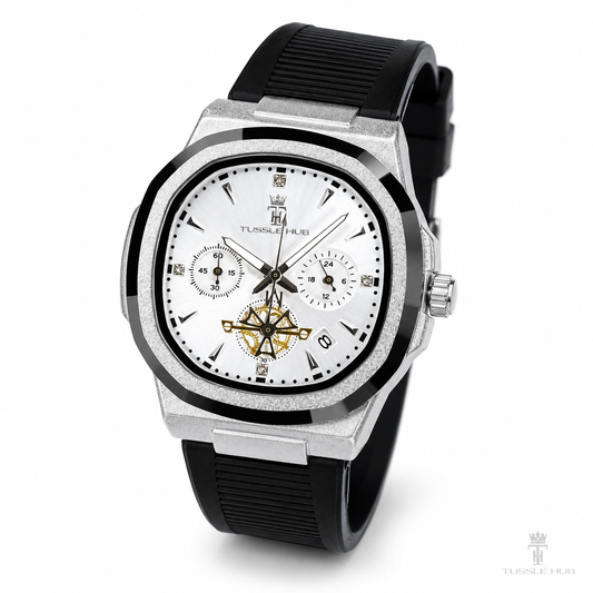 Matturi Black White Silicone Chronograph Watch