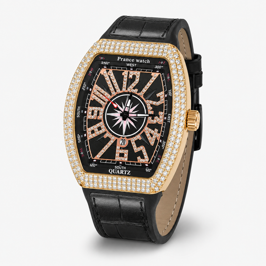 Vanguard Black Rose Gold Iced Frank Muller Watch