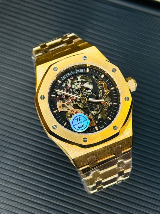 Copper Black Automatic Skeleton Dial Super Clone Watch
