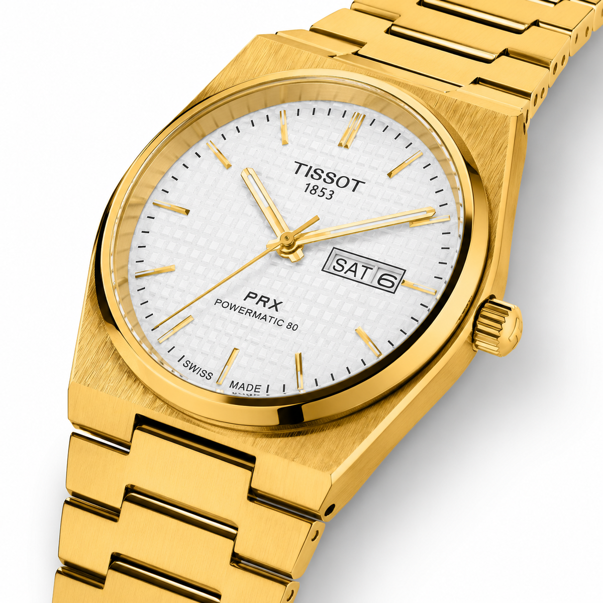 Tissot PRX Gold With White Textured Dial Watch