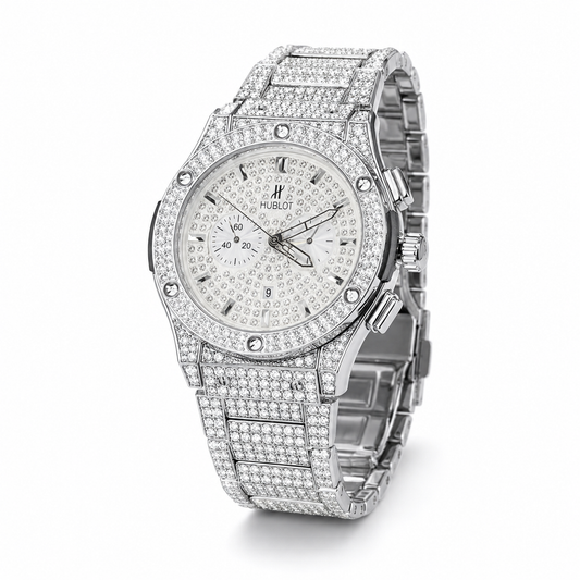 Silver Big Bang Iced Out Watch