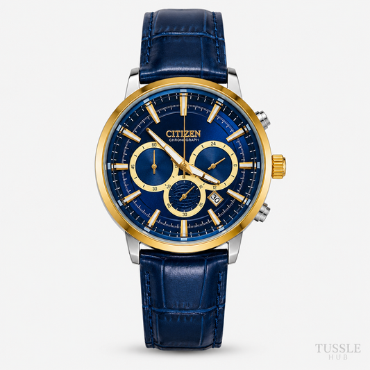Citizen Globe Blue Gold Chronograph Watch