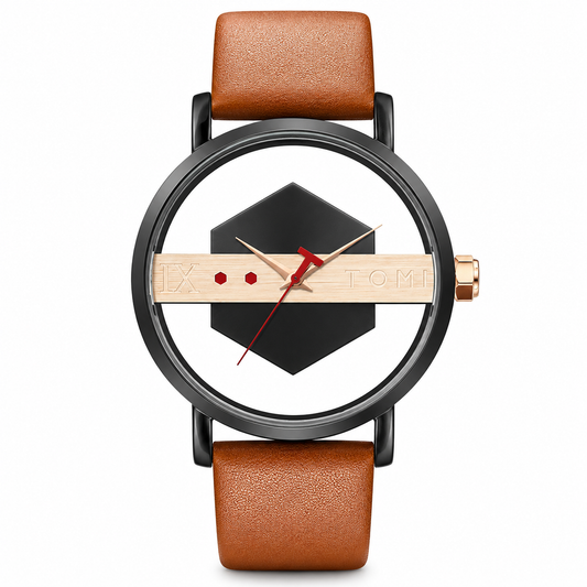 Tomi Brown Black Hexa Dial Watch
