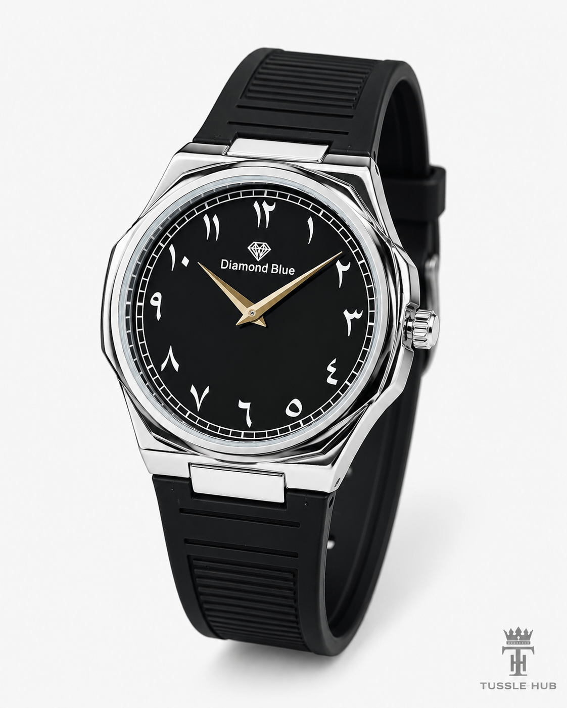 Black Silver Slim Arabic Magnet Strap Watch