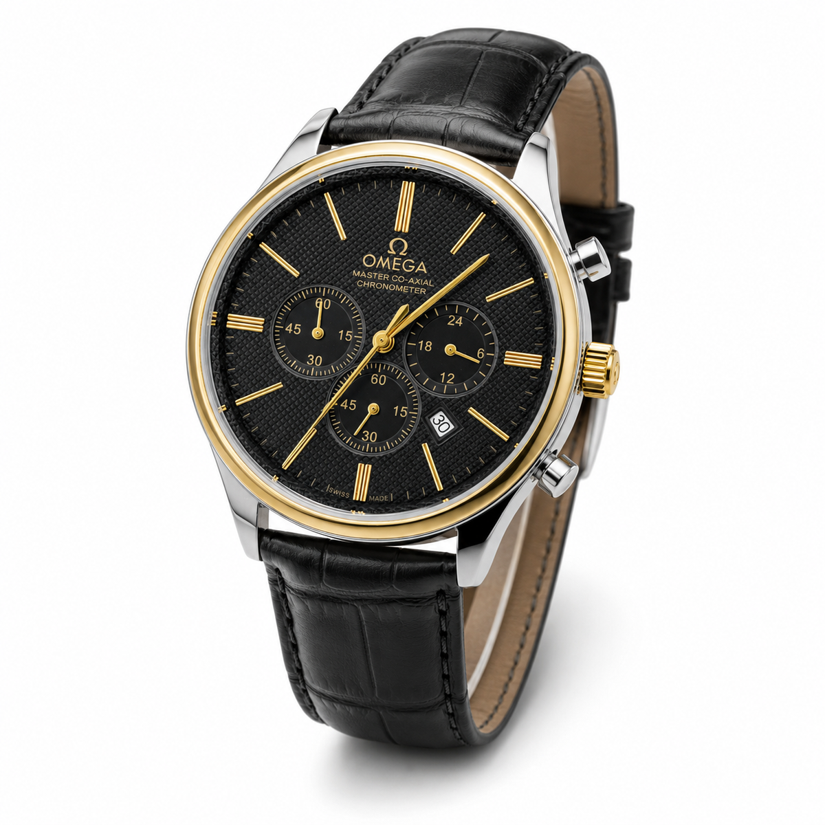 Master Co Axial Black Strapped Chronograph Dial Watch