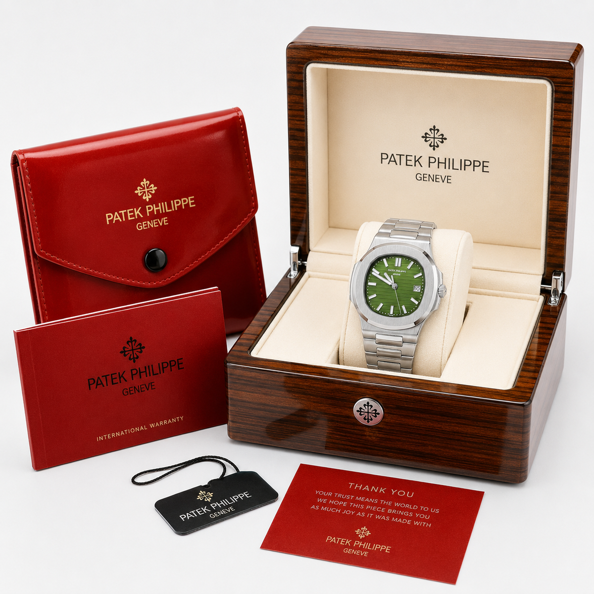 Silver Green Automatic Nautilus Super Clone Watch