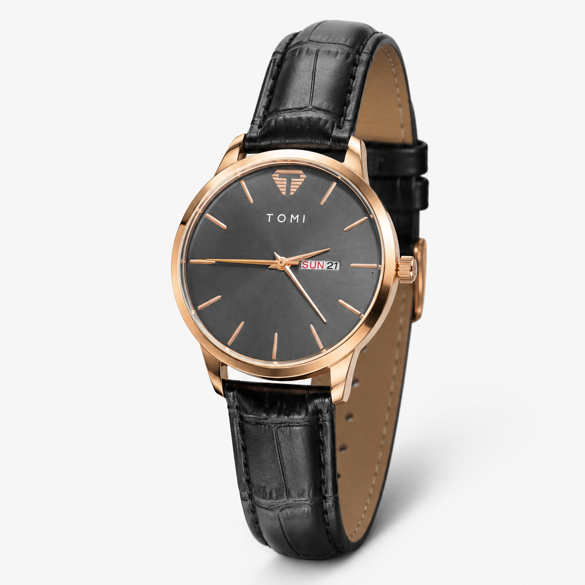 Tomi Day Date Gold Black Watch