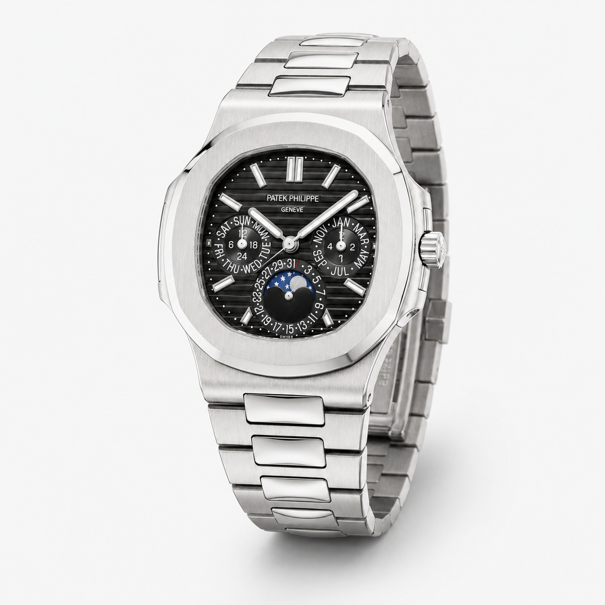 Silver Black Chronograph Automatic Nautilus Super Clone Watch