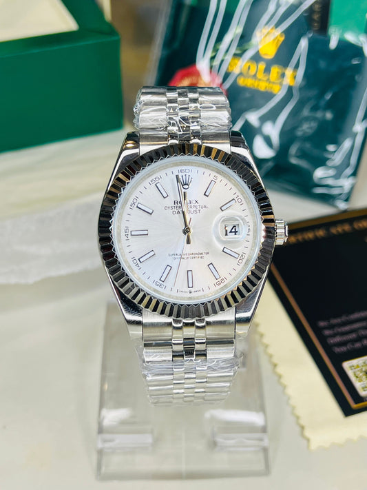 Date Just Silver White Dial Quartz Master Clone Watch
