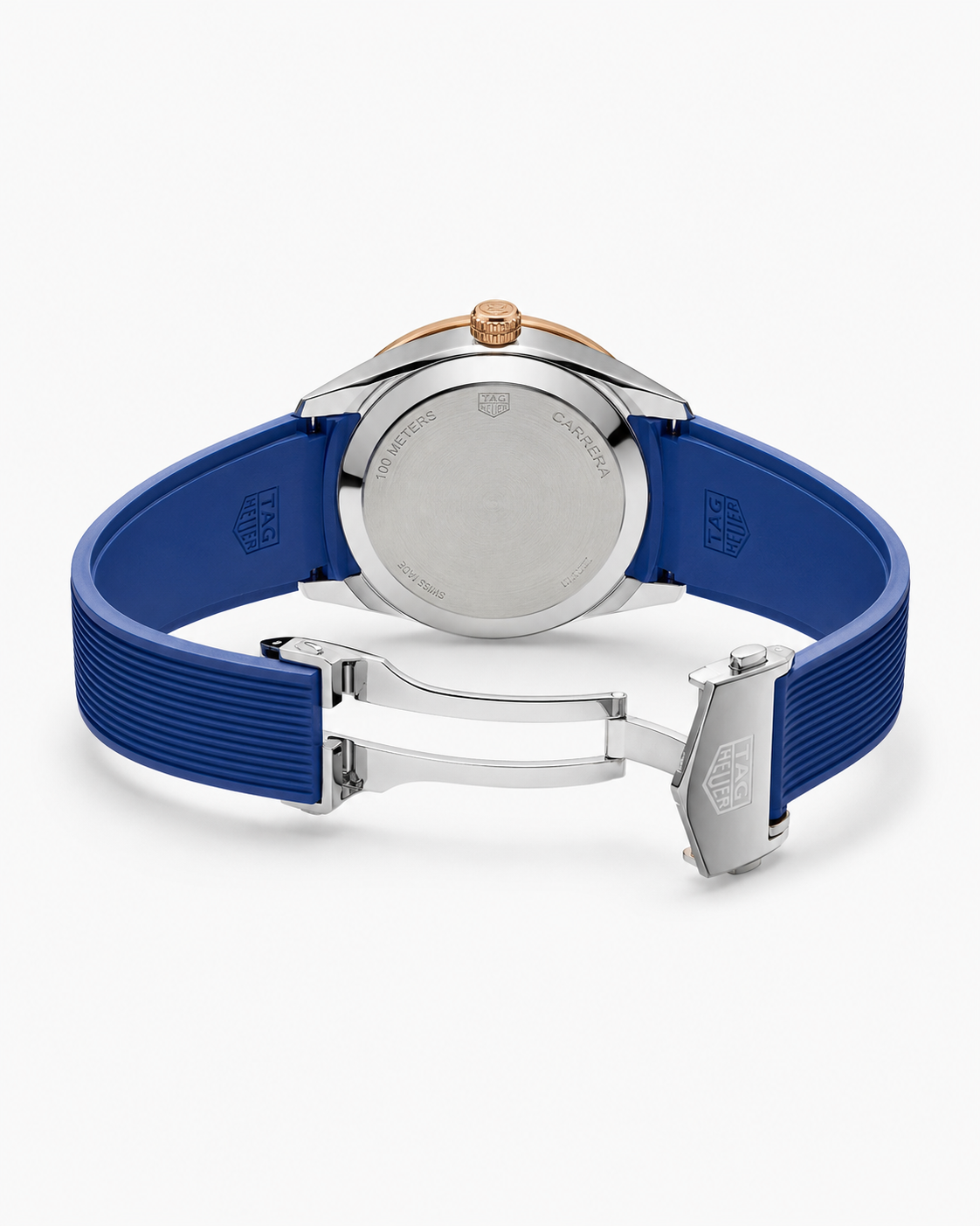 Blue Two Tone Carrera Day Date Elite Dial Silicon Strap Watch