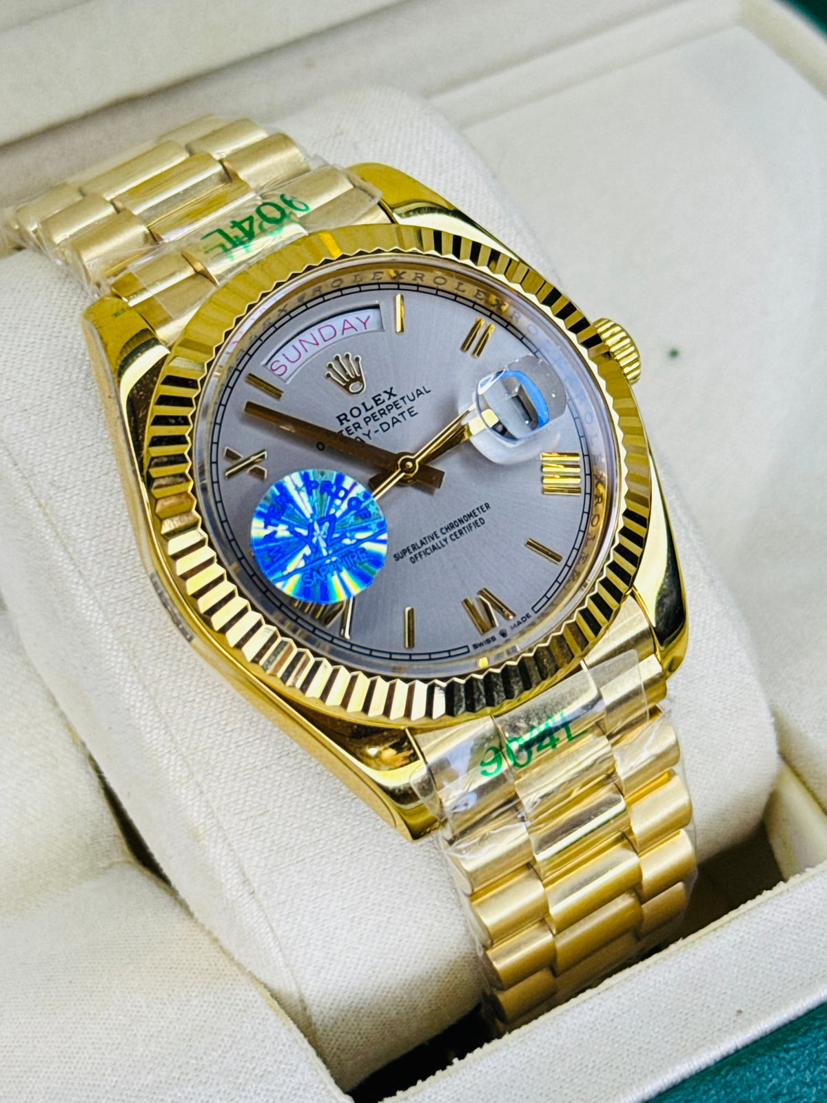 Day Date Gold Smoke Dial Automatic Super Clone Watch