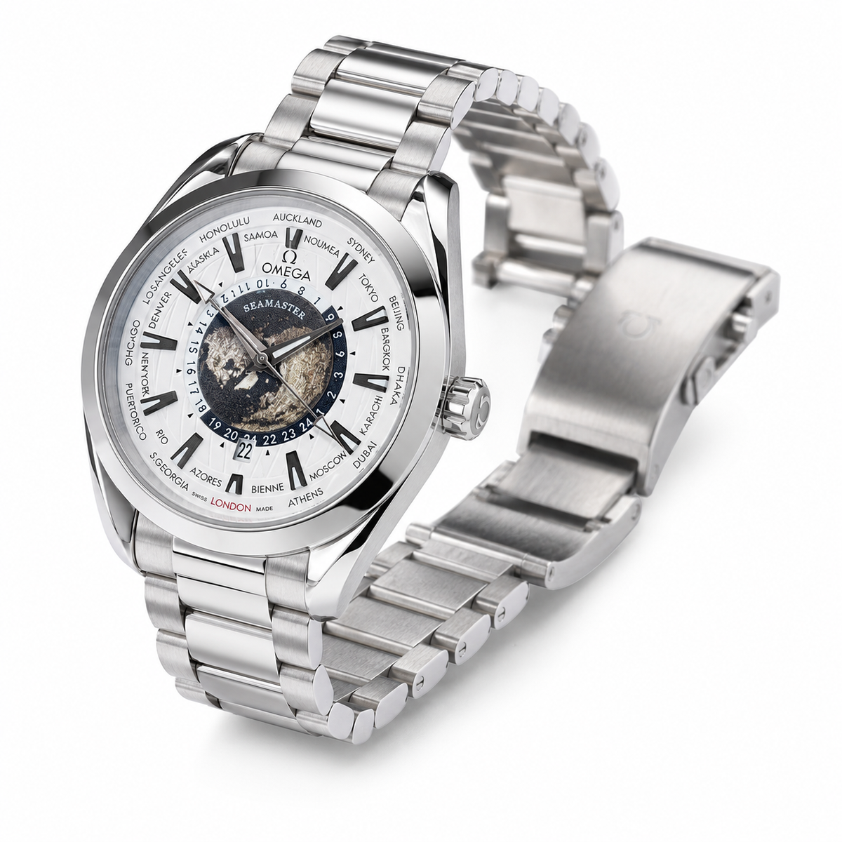 Silver White Earth Face Aqua Terra Watch