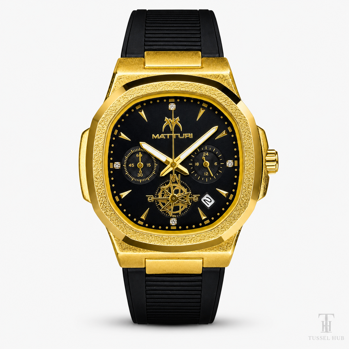 Matturi Black Gold Silicone Chronograph Watch