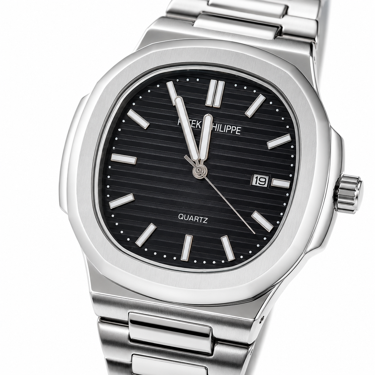 Silver Black Nautilus Premium Watch