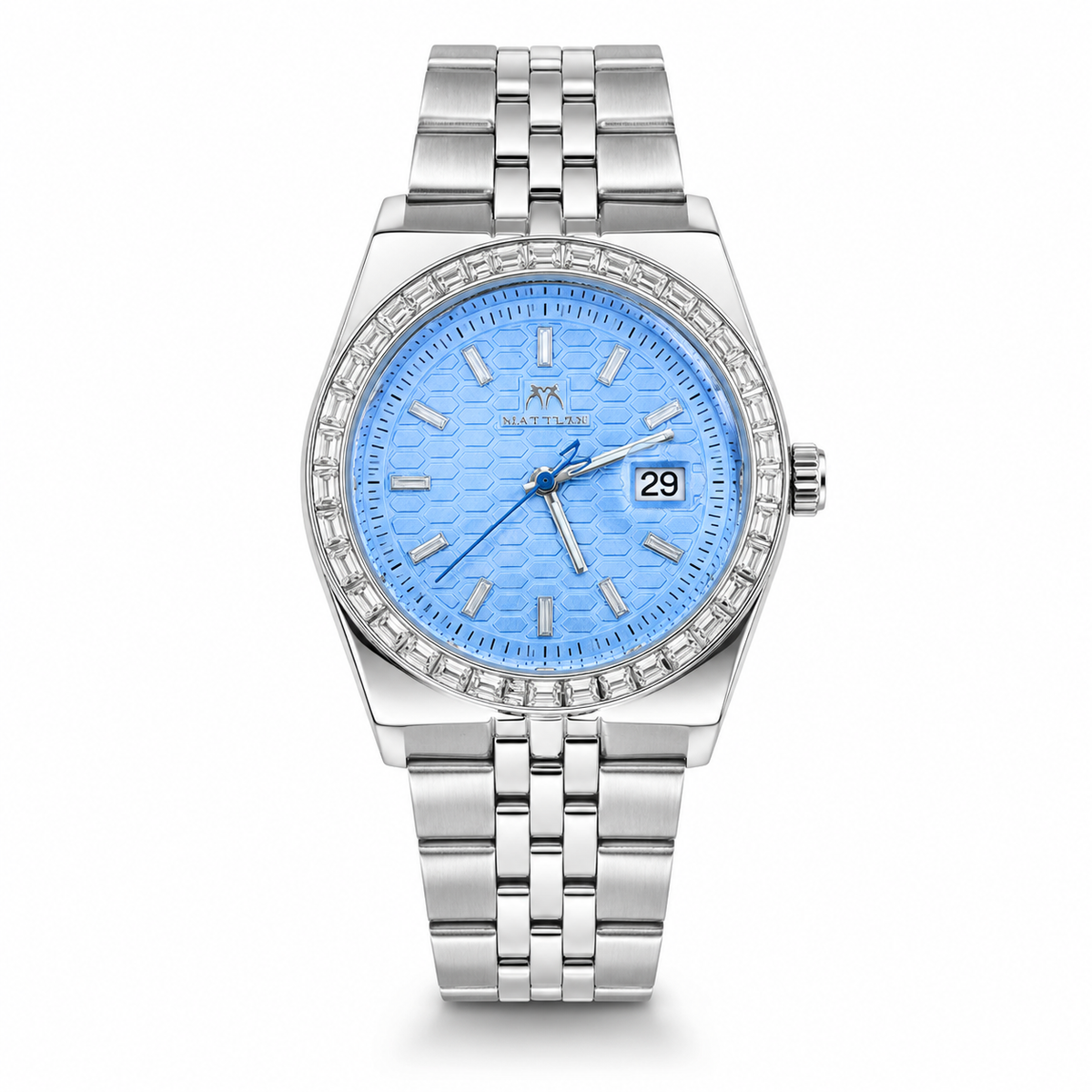 Silver Ice Blue Luxus Watch