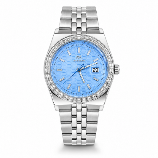 Silver Ice Blue Luxus Watch