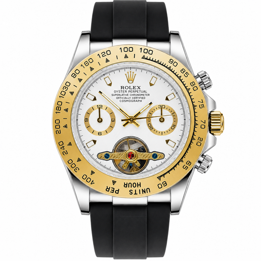 Skeleton Daytona Silver Gold Watch