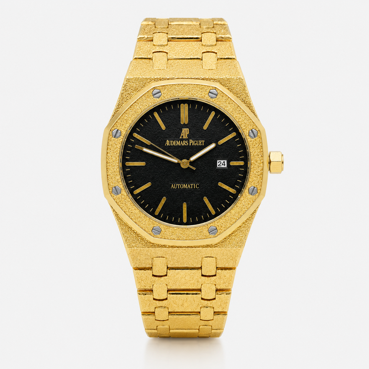 Frosted Gold Black AP Watch