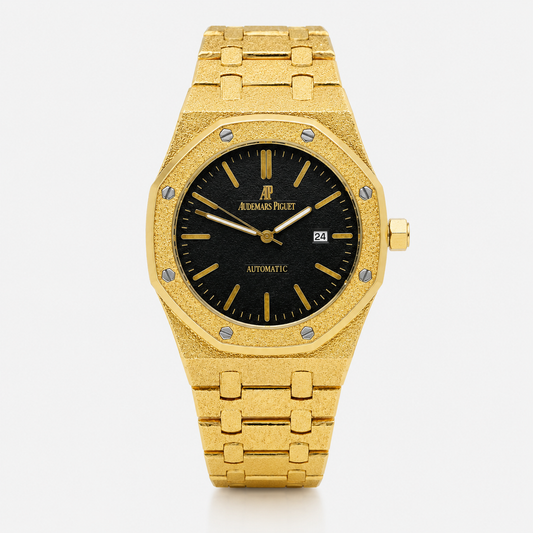 Frosted Gold Black AP Watch
