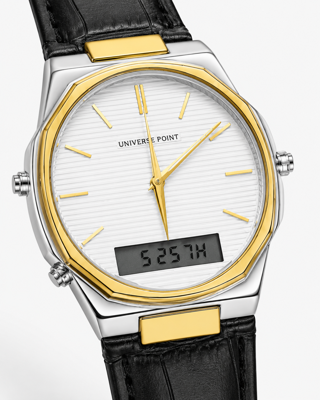 Black Two Tone Universe Point Dual Time Watch
