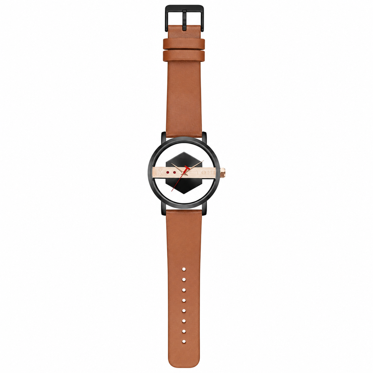 Tomi Brown Black Hexa Dial Watch