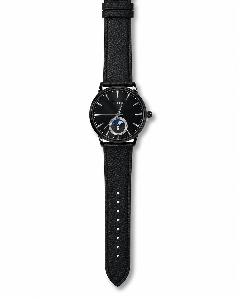 Tomi All Black Leather Magnetic Strap Watch